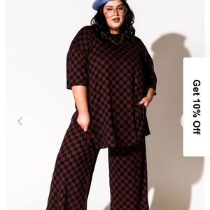 DRESSED IN LALA Brown & Black Checkered Set XL